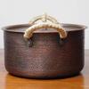 Vintage Copper Pot,Handcrafted Hot Pot Food Cooking Utensil for Boiling,Simmering and Pasta Stewing,With lid 18 cm Handheld Pots