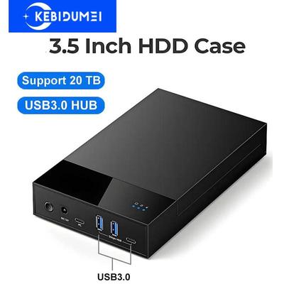 3,5/2,5 Zoll HDD-Gehäuse mit USB3.0 HUB USB 3.0 zu SATA Externer Festplattenleser Unterstützung 20TB Festplattengehäuse für Laptop