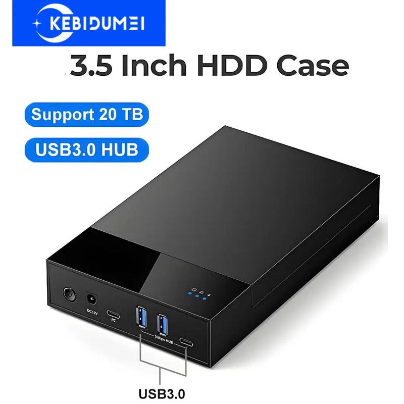 Custodia per HDD da 3,5/2,5 pollici con Hub USB 3.0 Lettore Esterno per Hard Disk da USB 3.0 a SATA Supporto per Hard Disk fino a 20 TB per Laptop