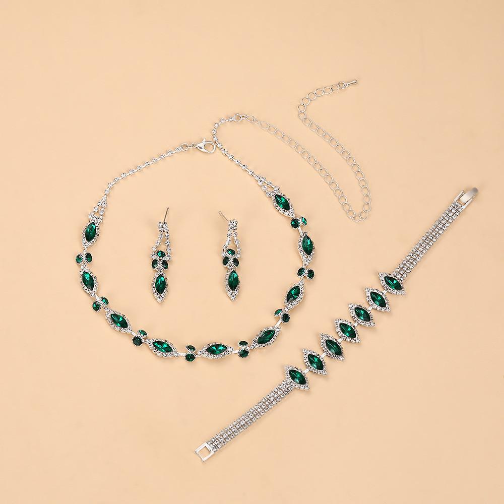 Water Drop Bridal Jewelry Set With Colorful Water Drill For Fashion Women