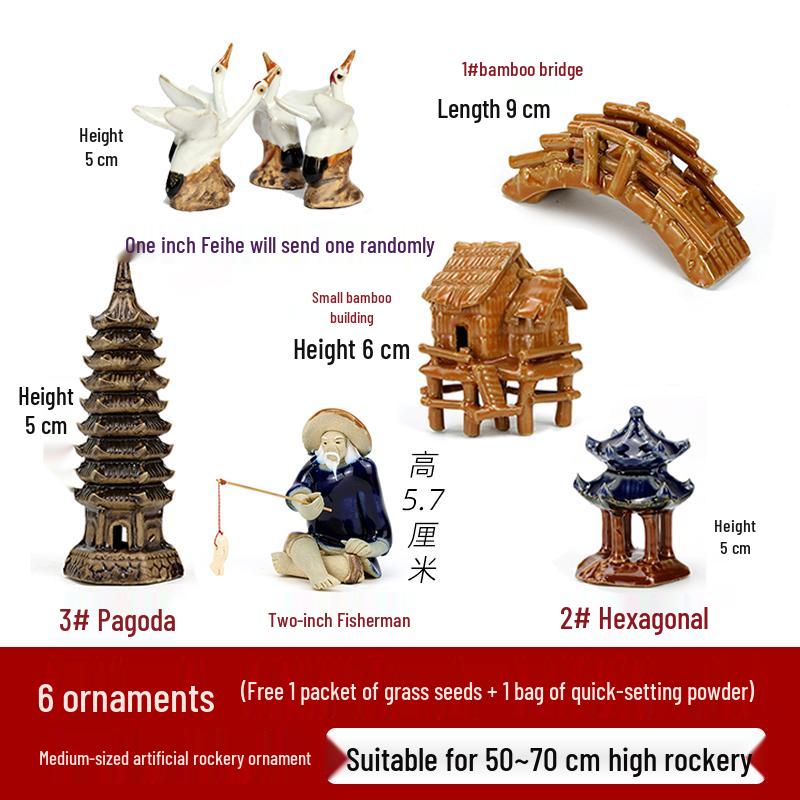Rocalla de Piedra de Montaña Cerámica para Estanques de Peces, Decoraciones de Bonsái - Adornos de Paisaje para Patio.