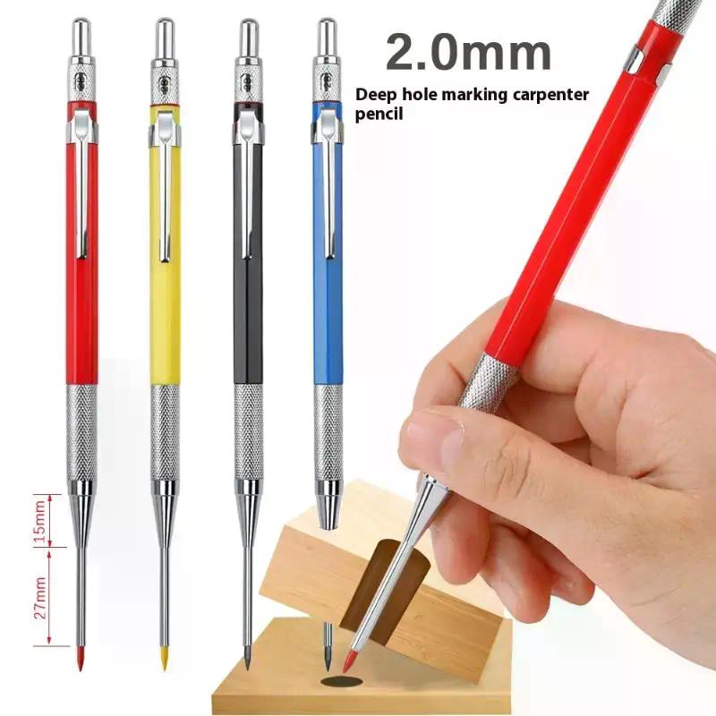 1PC Deep Hole 2.0mm Woodworking Mechanical Pencil 2B Replaceable Lead Marking Pencil for Precision Wood Craft