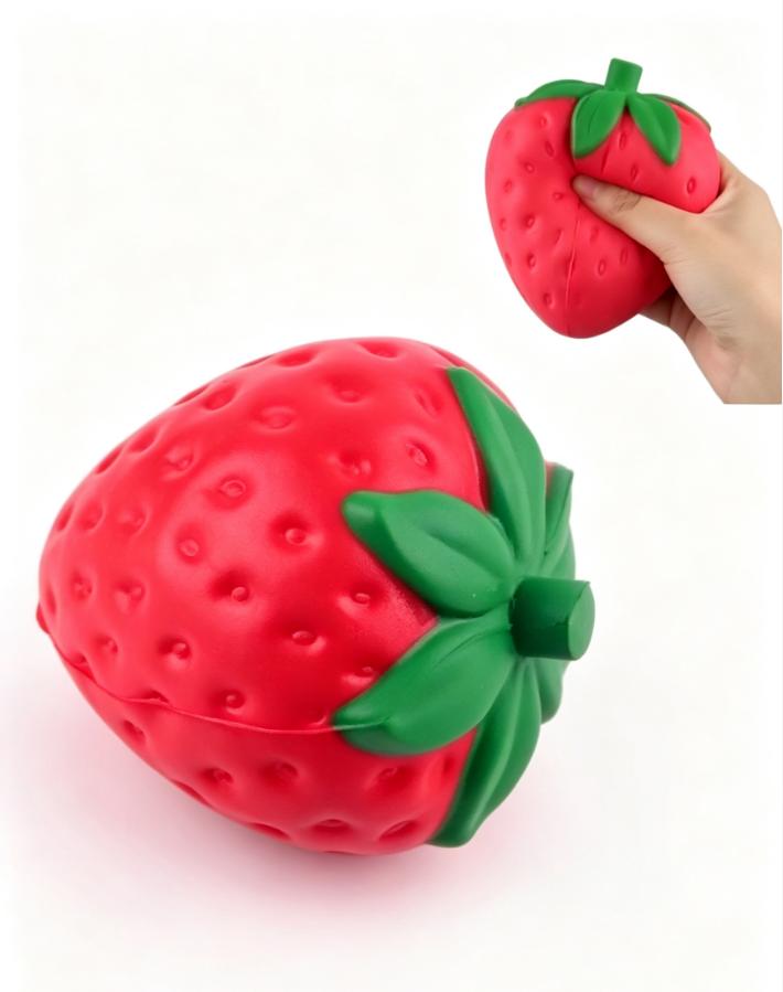 Jouet Fraise Squishy Géant, Balle Anti-Stress Sensorielle Fidget à Rebond Lent Extra Large, Jouet Fruit Sensoriel de Soulagement du Stress Cadeau pour Adultes