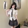 Senior Girl Waist-Cinching JK Uniform Shirt - Japanese Summer Academic Style, Short-Sleeved, Pure Desire