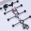 Stainless Steel Double Ear Butterfly Industrial Piercing Jewelry