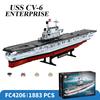 1883PCS Military Battleship Series USS CV-6 ENTERPRISE Crusier Model World War II Building Blocks Boat Bricks Toys Kids Gifts