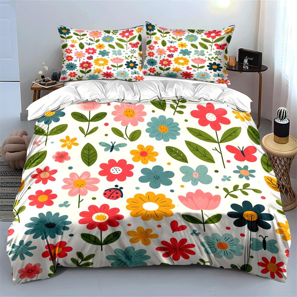 Floral Three-Piece Set For Decoration Exquisite Three-Piece Bedding Set Gift For Kids And Adults