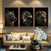 3 pezzi/set Poster Moderno Lupo Dorato Aquila d'Oro Leone Arte da Parete Pittura su Tela Arte per Soggiorno Camera da Letto Decorazione Regalo per Inaugurazione Casa