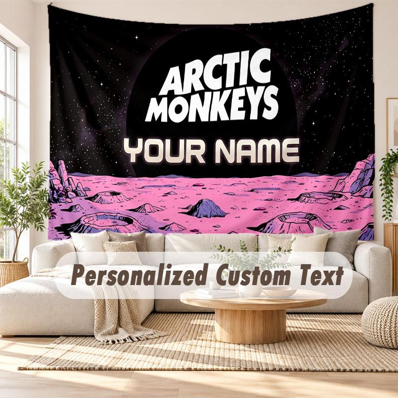 Custom Name Wall Hanging Tapestry,Arctic Monkeys Decorative Backdrop Tapestry For Dorm Home