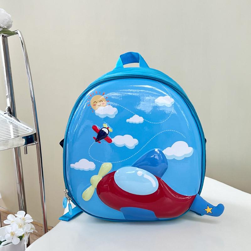 Adorable Children's Backpack For Boys And Girls Lightweight Pvc Airplane Design Perfect For Preschool And Kindergarten