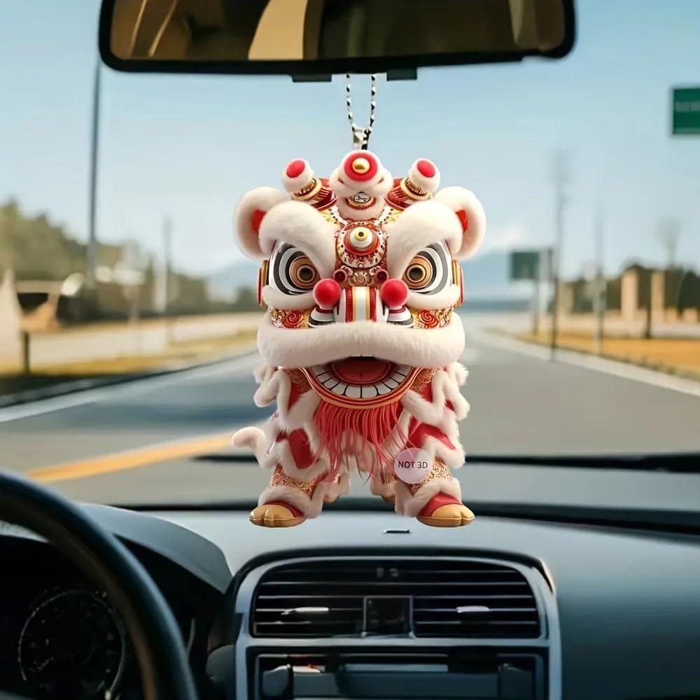 Acrylic 2D Lion Dance Pendant Lion Pattern Hanging Flat Indoor Decoration Lightweight Lion Hanging Pendant