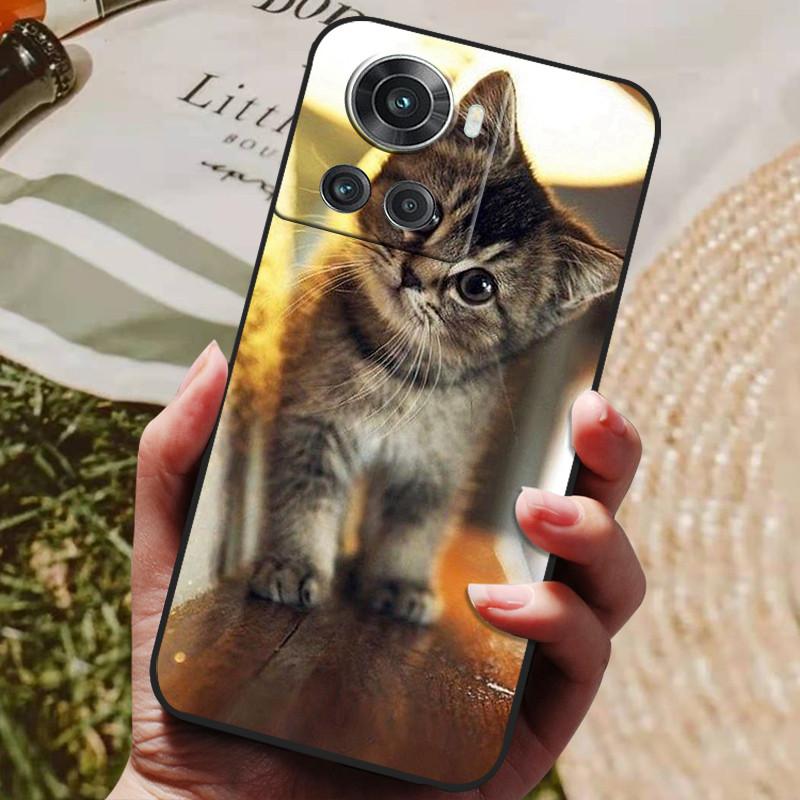 Pour OnePlus 10R 5G Coque Noir Silicone Souple Housse de Téléphone Pour OnePlus 10R Coque OnePlus10R 1+ 10 R Coques Arrière Lion Loup Coque Funda