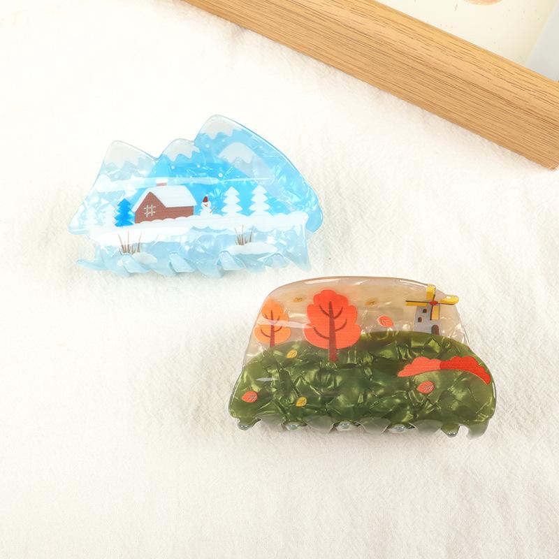 1pc Personalized Design Acrylic Flower Clip, Thickened Half Tied Hair Clip, Women's High-end Shape Hair Clip, Hair Accessory