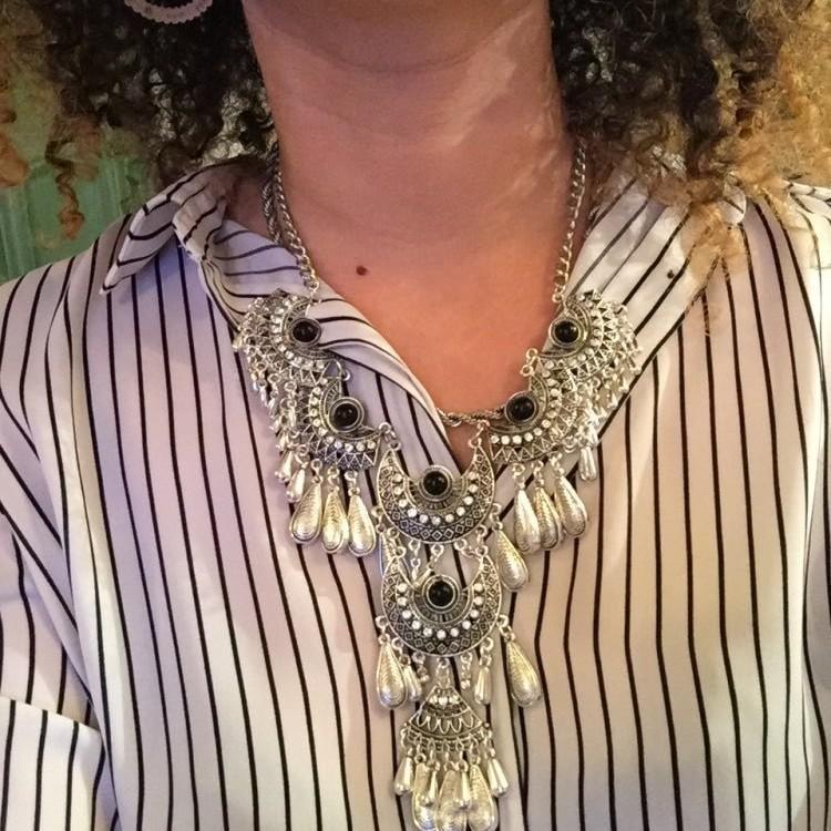 Drop Elegant Water Pendant Necklace Earrings Set Women Vintage Accessory Jewelry