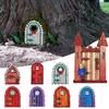 Delightful Garden Accessories Handmade Wooden Figurines with Enchanting Elf Door Window GardensStatues Decoration