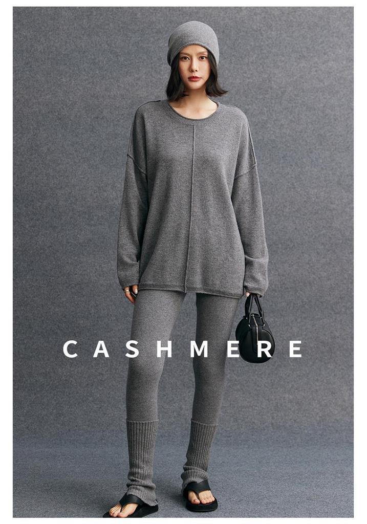 Women's 2026 Autumn/Winter Loose Knit Sweater with Round Neck and Rolled Hem