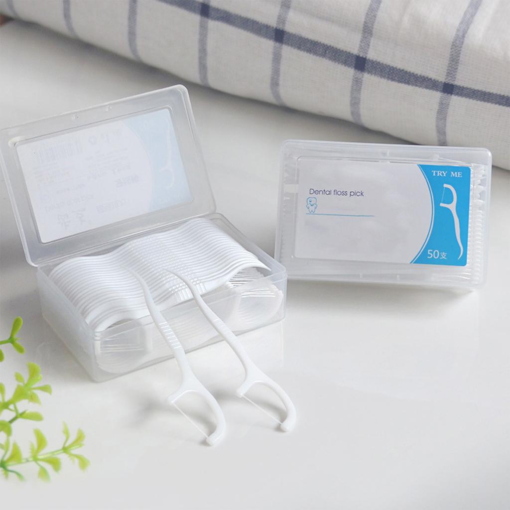 Floss Stick 50pcs Extra Fine Floss Stick Disposable Floss Stick Cleaning Clip Floss Rack For Care Floss,50pcs,