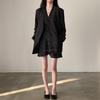 Women's Petite French Polka Dot V-Neck Long-Sleeve Belted Dress - Short Skirt for Spring & Autumn.
