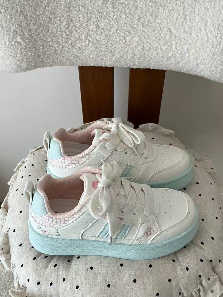 Women's White German Training Shoes - Thick 5cm Sole, Trendy Casual Sports Sneakers, Spring 2026