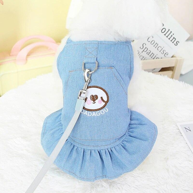 Puppy Denim Dress for Small Medium Dog Kitten Clothing Vest Spring Summer Yorkie Chihuahua Skirt Clothes Ropa Perro Pet Supplies