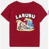 2025 Popular Children's T-shirt Beach Vacation LABUBU Printed Cartoon Style Round Neck Short Sleeved Cute and Versatile Girl's Top