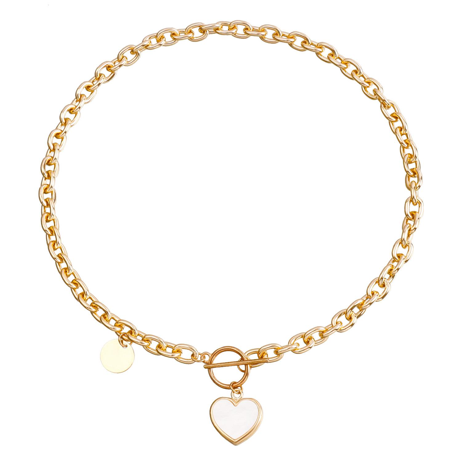 Foreign trade simple sweater chain geometric thick aluminum chain three-dimensional love imitation fritillary necklace autumn and winter new