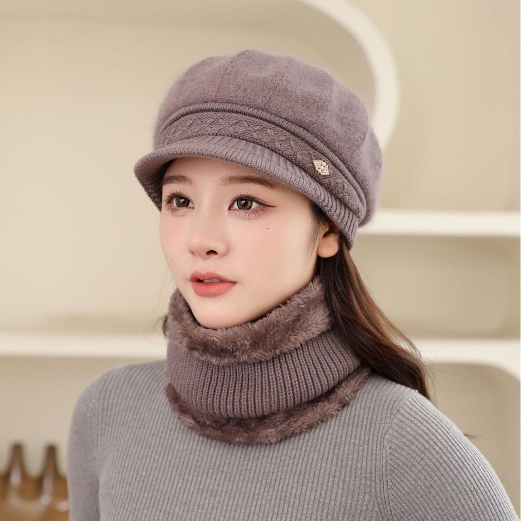Damen Baskenmütze Winter Warm Winddicht Elastische Stretch-Passform, Leichtgewichtiger Thermoschutz für Ohren für Outdoor-Reisen, Radfahren, Weihnachten, Freizeitaktivitäten