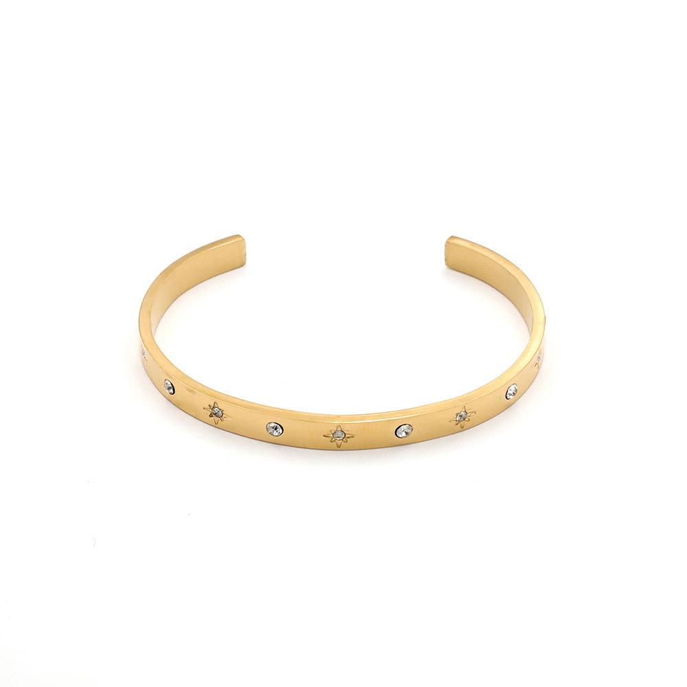 French Retro High-End Sense Fashion Versatile Titanium Steel Jewelry Women'S Opening Zircon Bracelet Does Not Fade