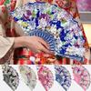 1PC Silk Fan Decoration Fans Floral Pattern Dance Tassel Vintage Folding Fan Hand Fan