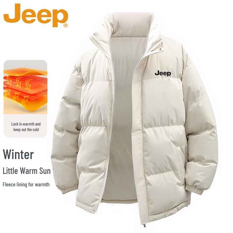 JEEP Men's Autumn/Winter Stand Collar Loose Fit Warm Outdoor Jacket