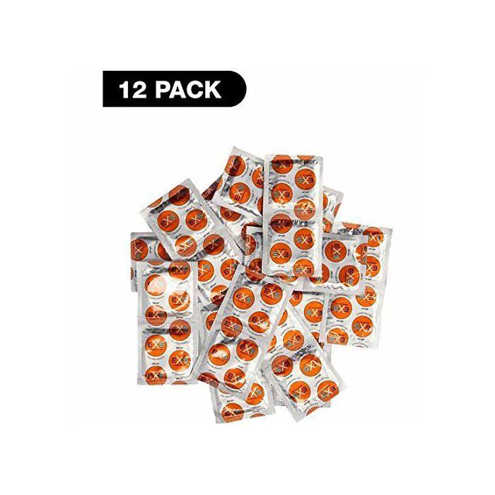 Préservatifs naturels - EXS - Taille unique - Lot de 12 - Silicone - Ultra fin - Naturel - Forme évasée