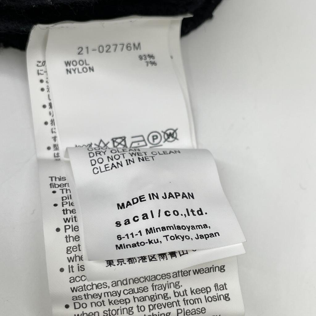 sacai 21-02776M Black x White Rider's Zip Knit tops 1 Black x IvoryUsed