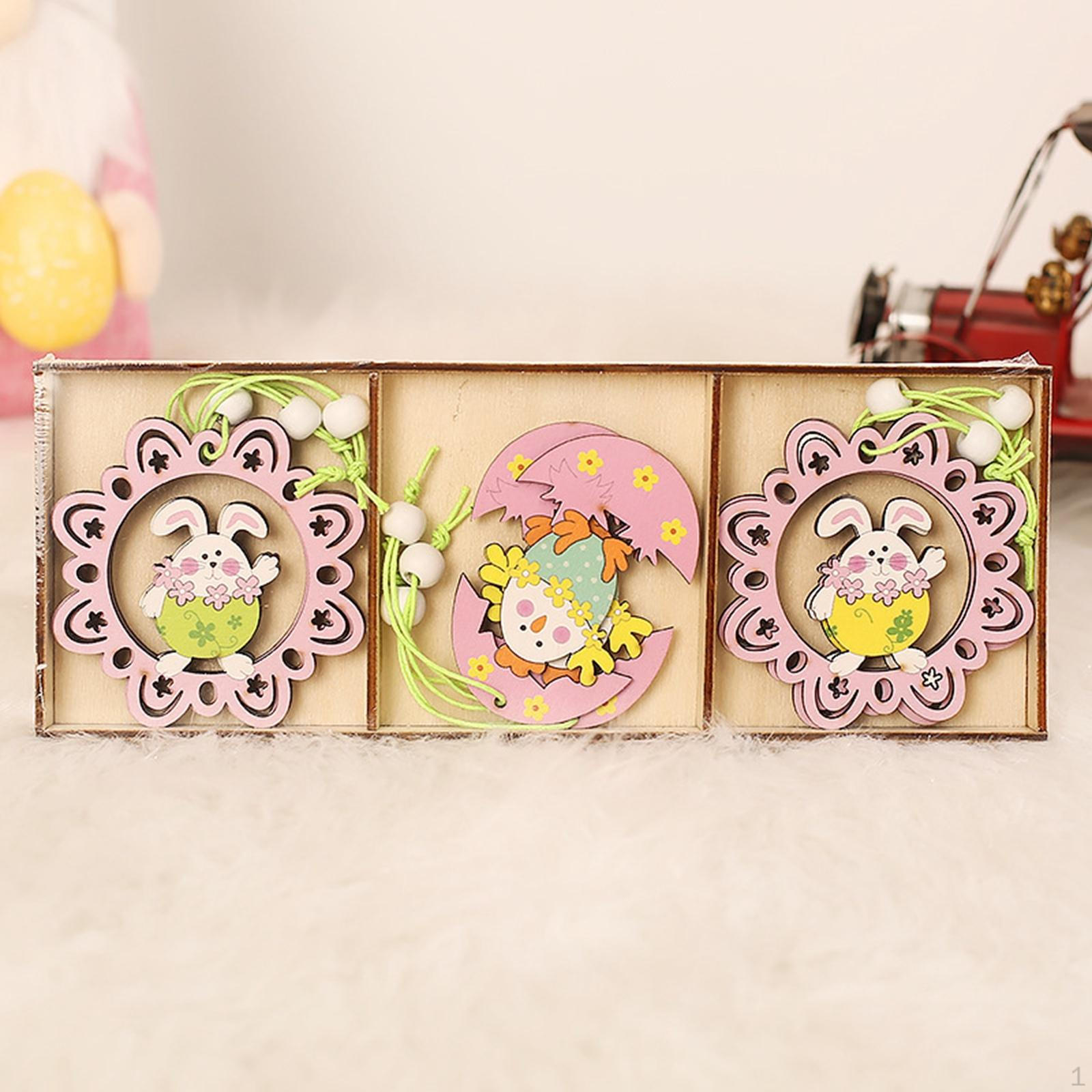 

Easter Hanging Sign Pendant Ornament Bunny Rabbit Crafts with Cord Party Door F