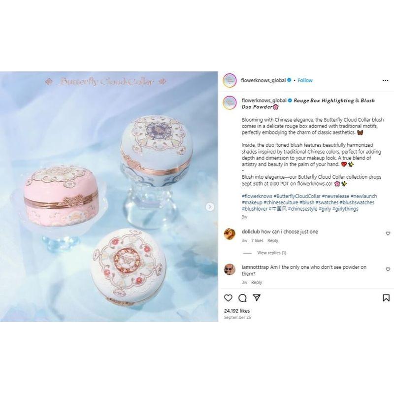 Flower Knows - Butterfly Cloud Collar Highlighting & Blush Duo Powder - 02