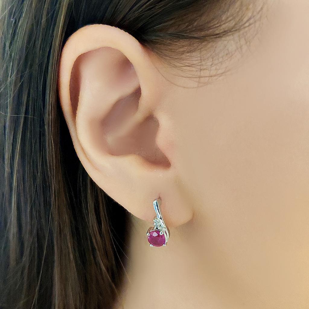 Silver Earrings with Natural Ruby 1.348ct (2127574)