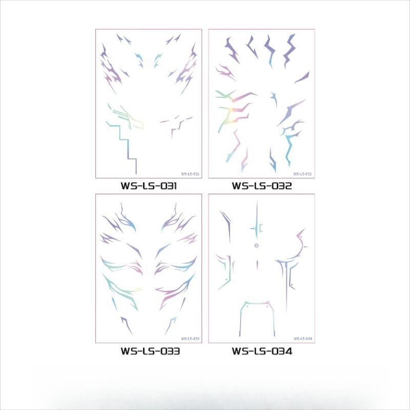 

4 шт. Лазерная тату-наклейка Аниме кос Сценический макияж Наклейка на лицо 150*210mm