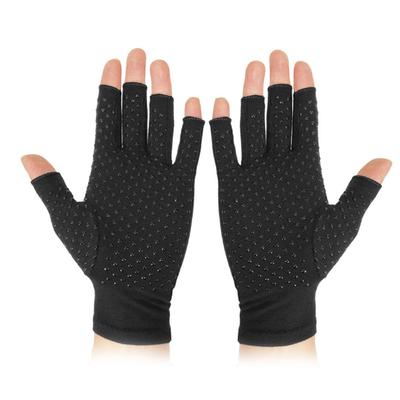 1 Par Luvas de Compressão para Artrite Meio Dedo Luvas de Ciclismo para Mulheres Homens Preto com Dispensador