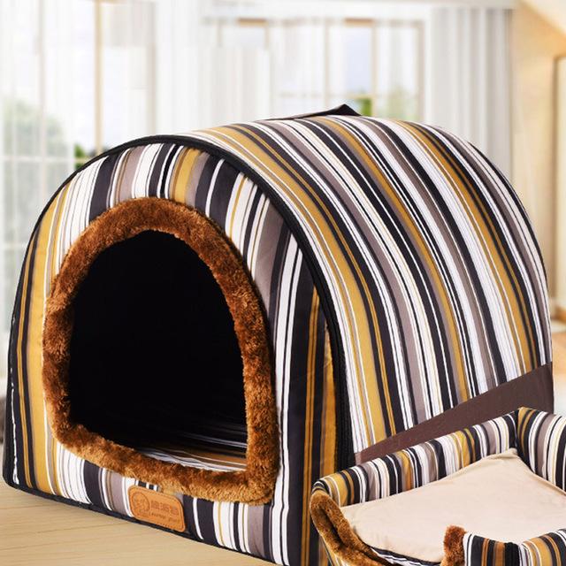 (S-L) Medium Dog Kennel Indoor Soft Comfortable Puppy House Removable Small Dog Bed Cave Winter Warm Pet Sleeping Mat Portable