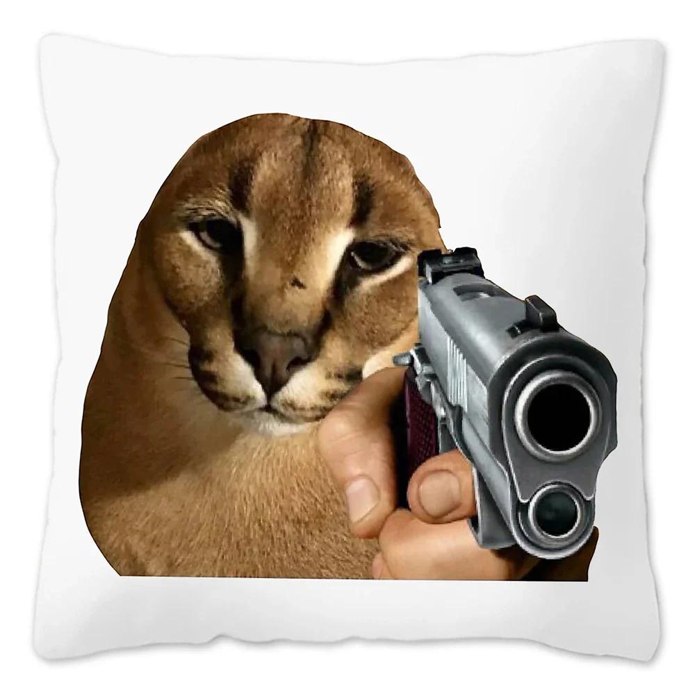 Capa de Almofada Meme Fofo Floppa 40x40 Decoração de Casa Dakimakura Engraçada Gato Caracal Capa de Almofada para Sala de Estar Housse De Coussin