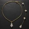 Rhinestones Bridal Back Chain Necklace Long Drop for Women Bride Ladies Body Chain Wedding Dress Body Jewelry Accessory