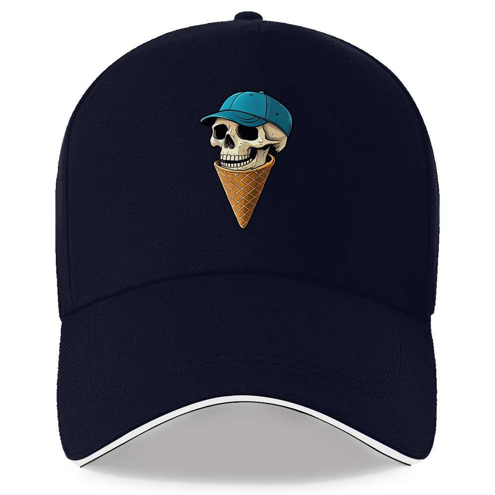 Skull Ice Cream Cone Baseball Cap Unisex Adjustable Polyester Casual Summer Sports Headwear