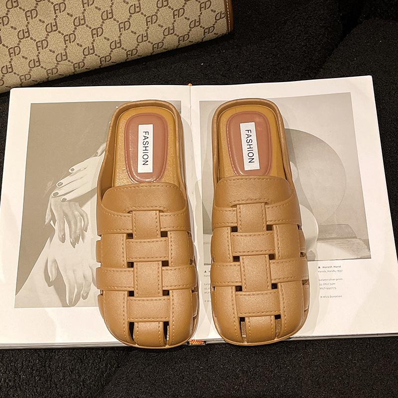 Baotou Half Slippers Women's Summer Wear New with Skirt Soft-soled Single Shoes One Pedal Women's Cool Slippers