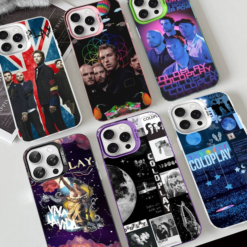 Pop Rock Band C-Coldplay Phone Case Color Silver Shell For IPhone 17 16 15 14 13 12 11 Pro Max Plus