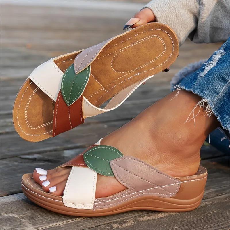 Summer Women Sandals Shoes Party Ladies Shoes Slides Sandals Ladies Wedge Sandals Woman Non-Slip Footwear Women Slippers Female