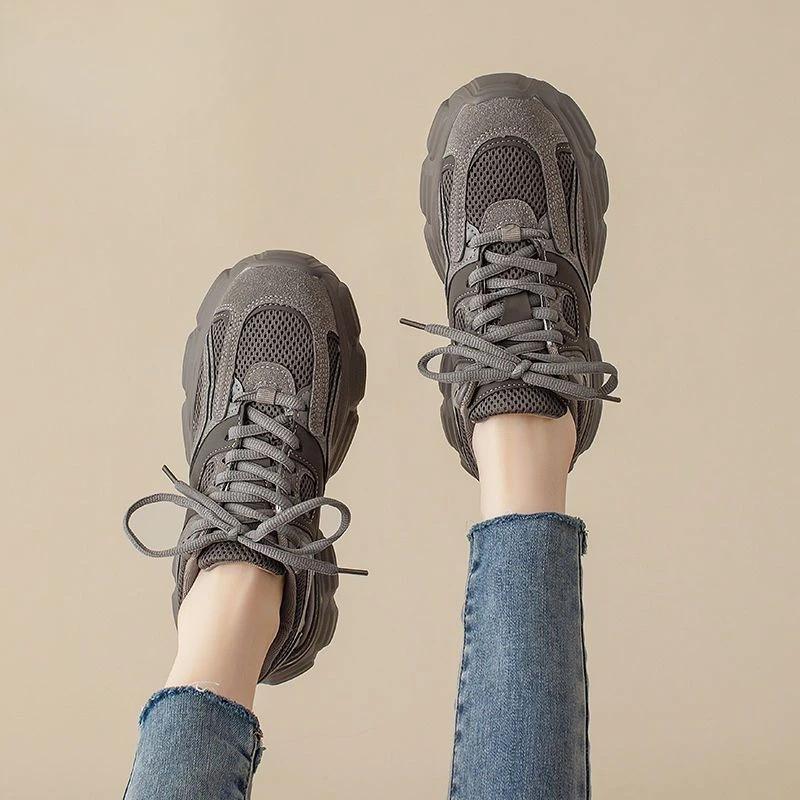 Sneakers High On Platform Mesh Breathable Athletic Shoes for Women Sports Woman Footwear Walking Y2k Fashion Original Sale A H