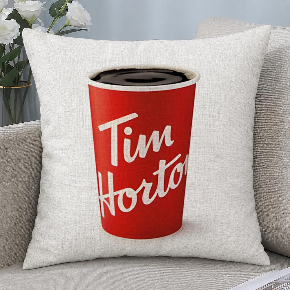 Brand Tim Hortons Cushion Cover Cushion Covers Natural Linen Breathable Sofa Bedroom Decor Pillowcase
