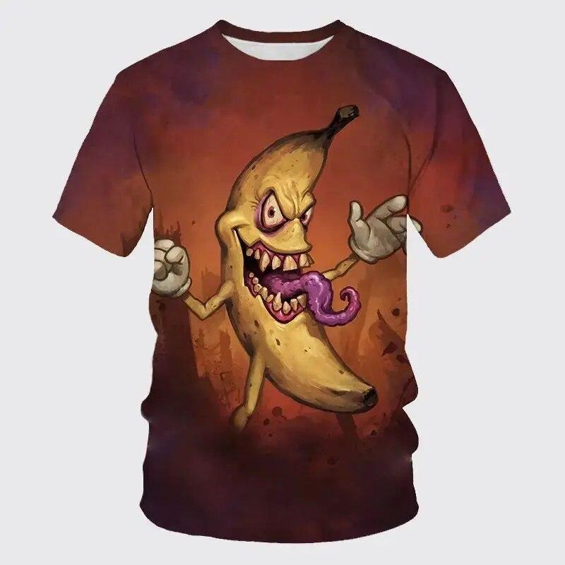 Summer Men and Woman T-shirt Fun Banana Fruit Cartoon 3D Printing O-neck Tee Unisex Fashion Casual Oversized Short Sleeved Top