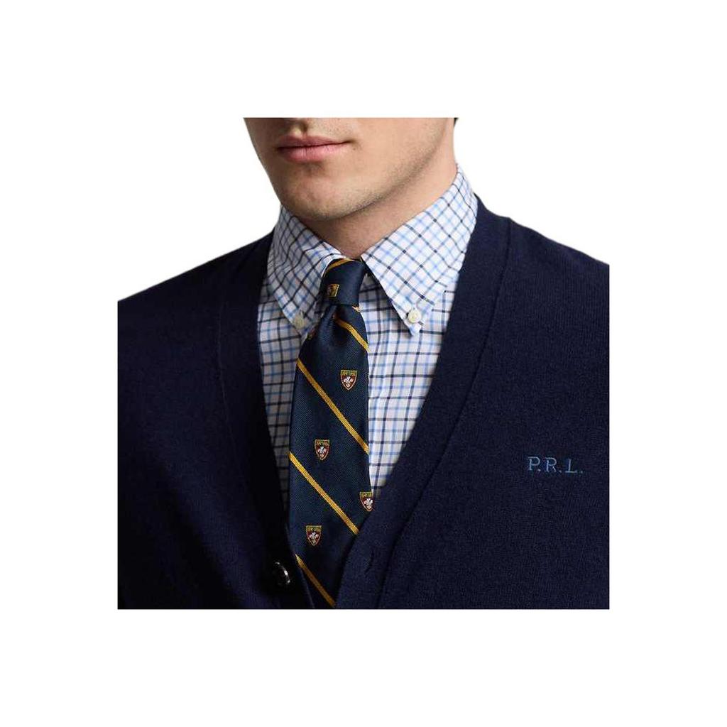 Polo Ralph Lauren FW24 Logo V-Neck Business Gentleman Knit Sweater Men Sweater Dark-Blue MNPOSWE16822082