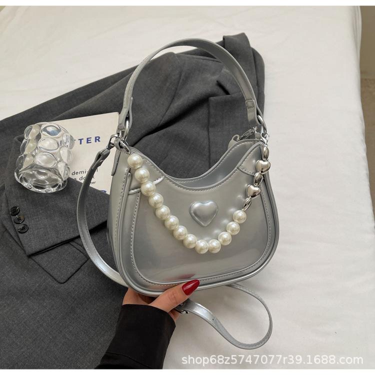 

Popular texture bag 2025 new high-end foreign fashion versatile messenger bag handbag work small bag серебряный