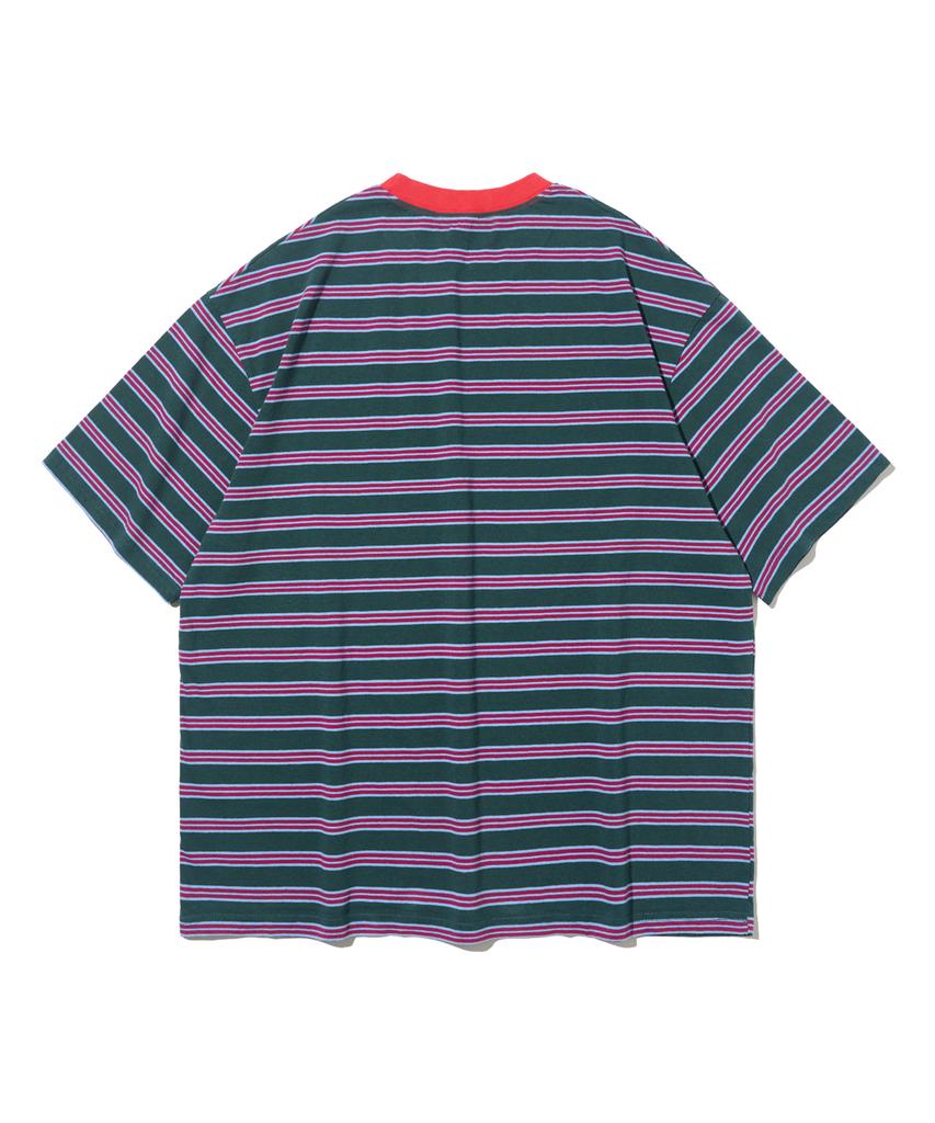 TAILOR STUDIO Classic Striped Short Sleeve T-Shirt (Charcoal/Purple)